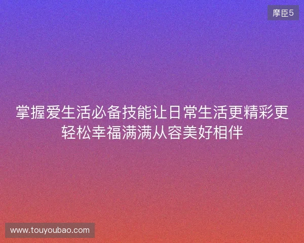 掌握爱生活必备技能让日常生活更精彩更轻松幸福满满从容美好相伴