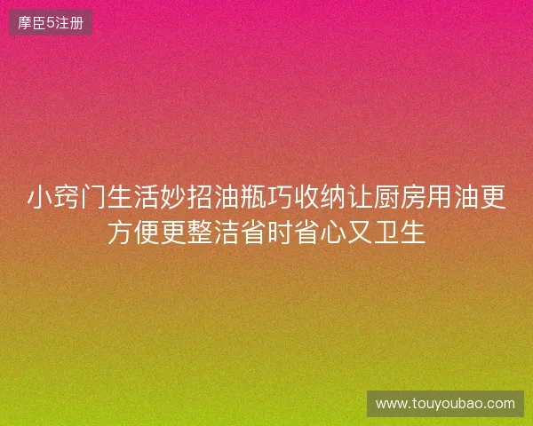 小窍门生活妙招油瓶巧收纳让厨房用油更方便更整洁省时省心又卫生